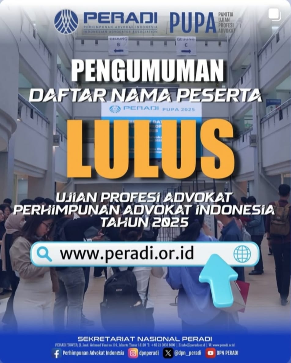 Pengumuman Kelulusan Ujian Profesi Advokat Tahun 2025
